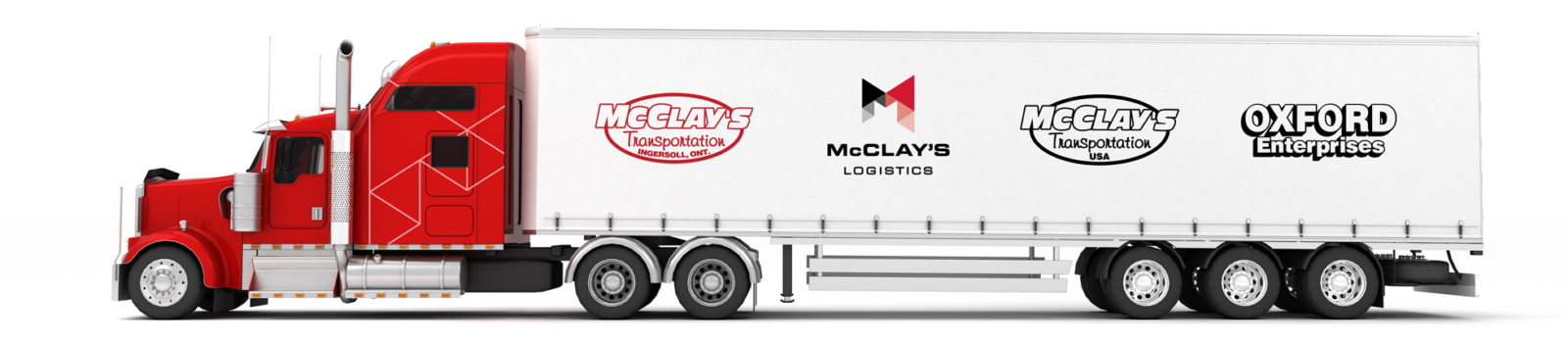 red semi truck illustration with McClay's logos on the trailer